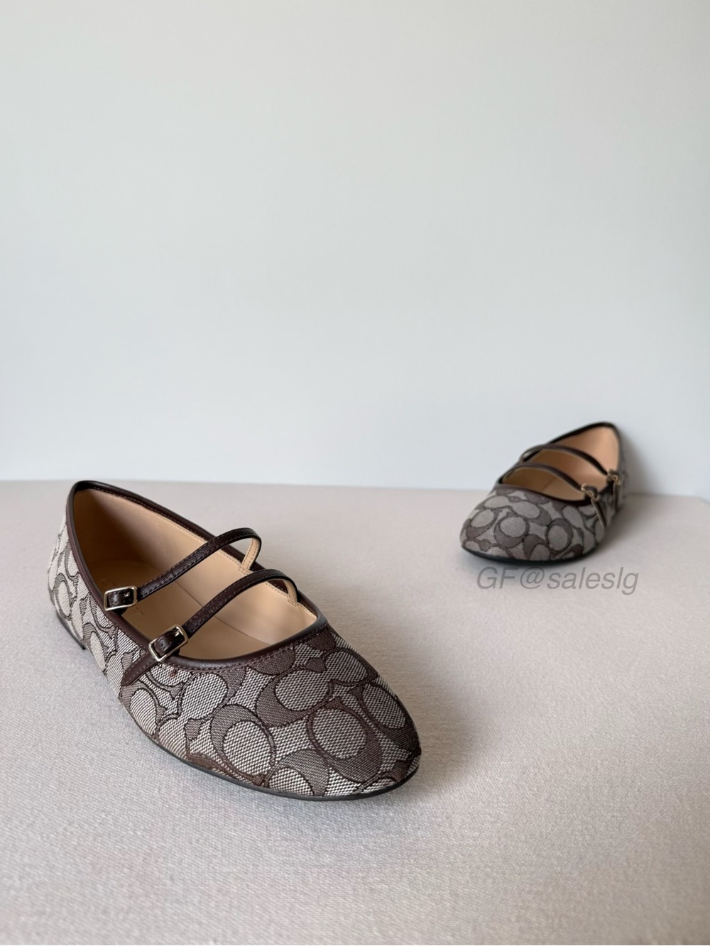 NWT Coach Double Buckle Mary Jane In Signature Jacquard